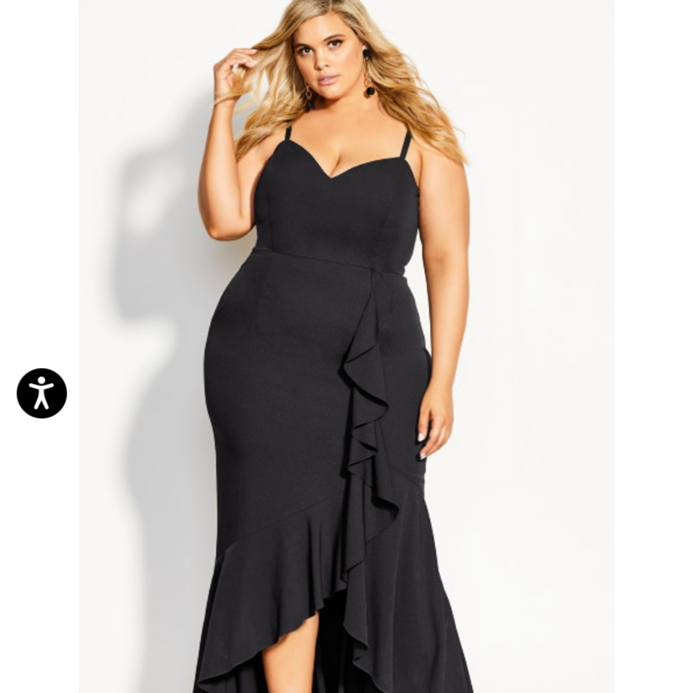 City Chic Ruffle Delight Maxi Dress- formal wear- worn 1x. Size Medium/18